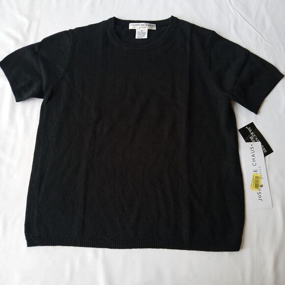 Josephine Chaus Womans Petite Sz M Silk & Cashmere Sweater Shirt Black NWT - Picture 1 of 5